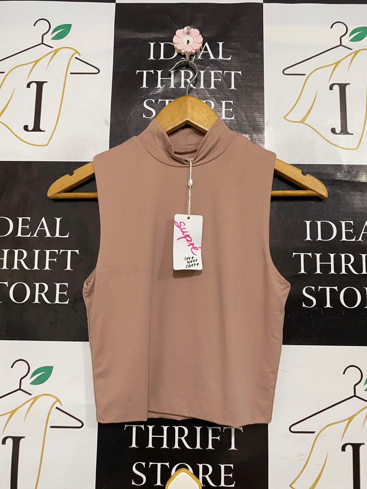 SUPRE |S| BUST 15| A61| DUSTY ROSE MOCK-NECK SLEEVELESS TECHNICAL UTILITY TOP