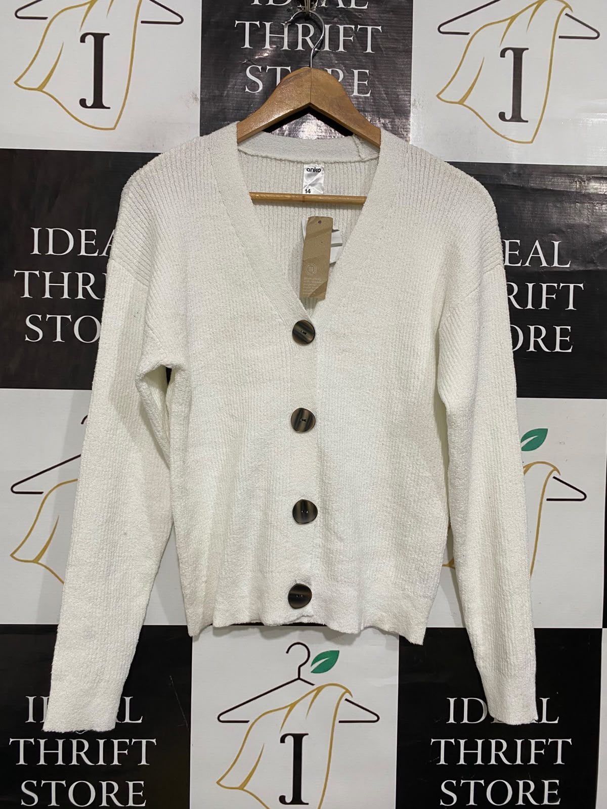 ANKO |M| BUST 18| A61| OFF-WHITE V-NECK BUTTON-UP TECHNICAL UTILITY CARDIGAN