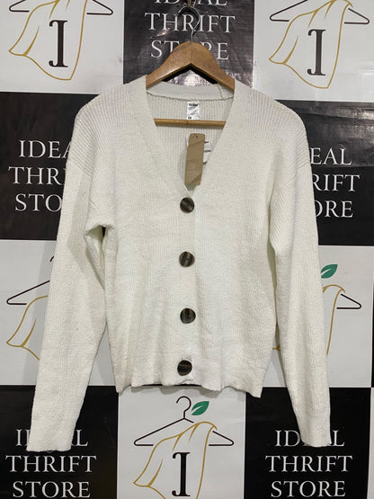 ANKO |M| BUST 18| A61| OFF-WHITE V-NECK BUTTON-UP TECHNICAL UTILITY CARDIGAN