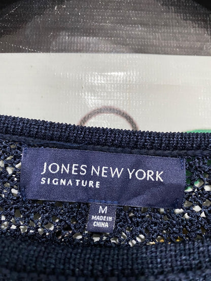 JONES NEW YORK |M| BUST 23| A61| YORK NAVY BLUE OPEN-KNIT BOAT-NECK TECHNICAL UTILITY SWEATER