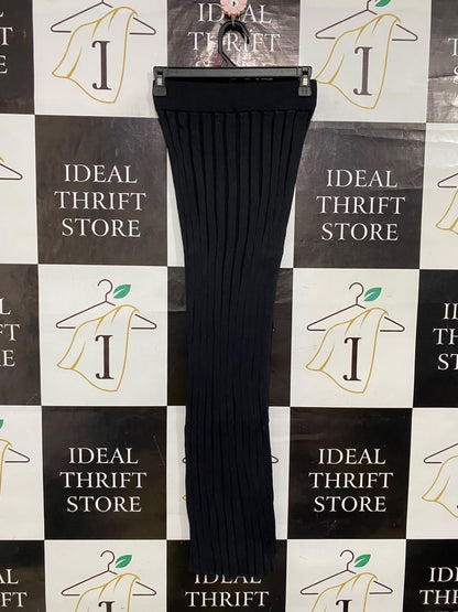 SHOWPO |XS| WAIST 24| A61| BLACK RIBBED KNIT TECHNICAL UTILITY MIDI SKIRT