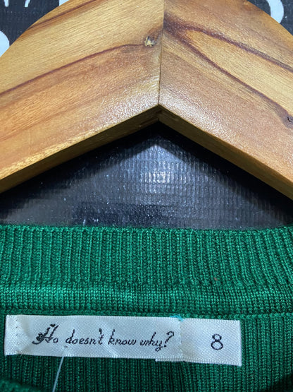 HO DOESNT KNOW WHY |S| BUST 12| A61| EMERALD GREEN PUFF-SHOULDER WRAP-HEM TECHNICAL UTILITY TOP
