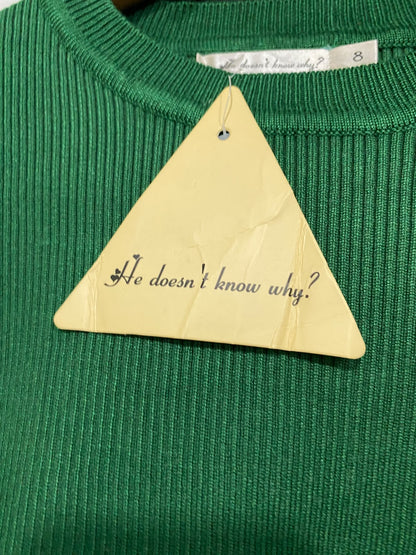 HO DOESNT KNOW WHY |S| BUST 12| A61| EMERALD GREEN PUFF-SHOULDER WRAP-HEM TECHNICAL UTILITY TOP