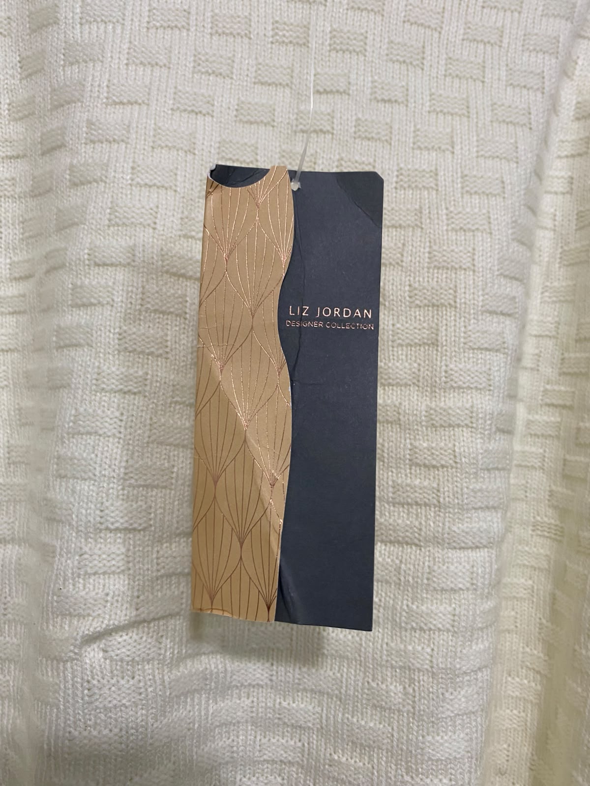 LIZ JORDAN |L| BUST 22| A61| OFF-WHITE COWL-NECK TEXTURED TECHNICAL UTILITY SWEATER