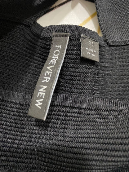 FOREVER NEW |XS| BUST 11| A61| BLACK CROSSOVER-STRAP RIBBED TECHNICAL UTILITY BODYSUIT