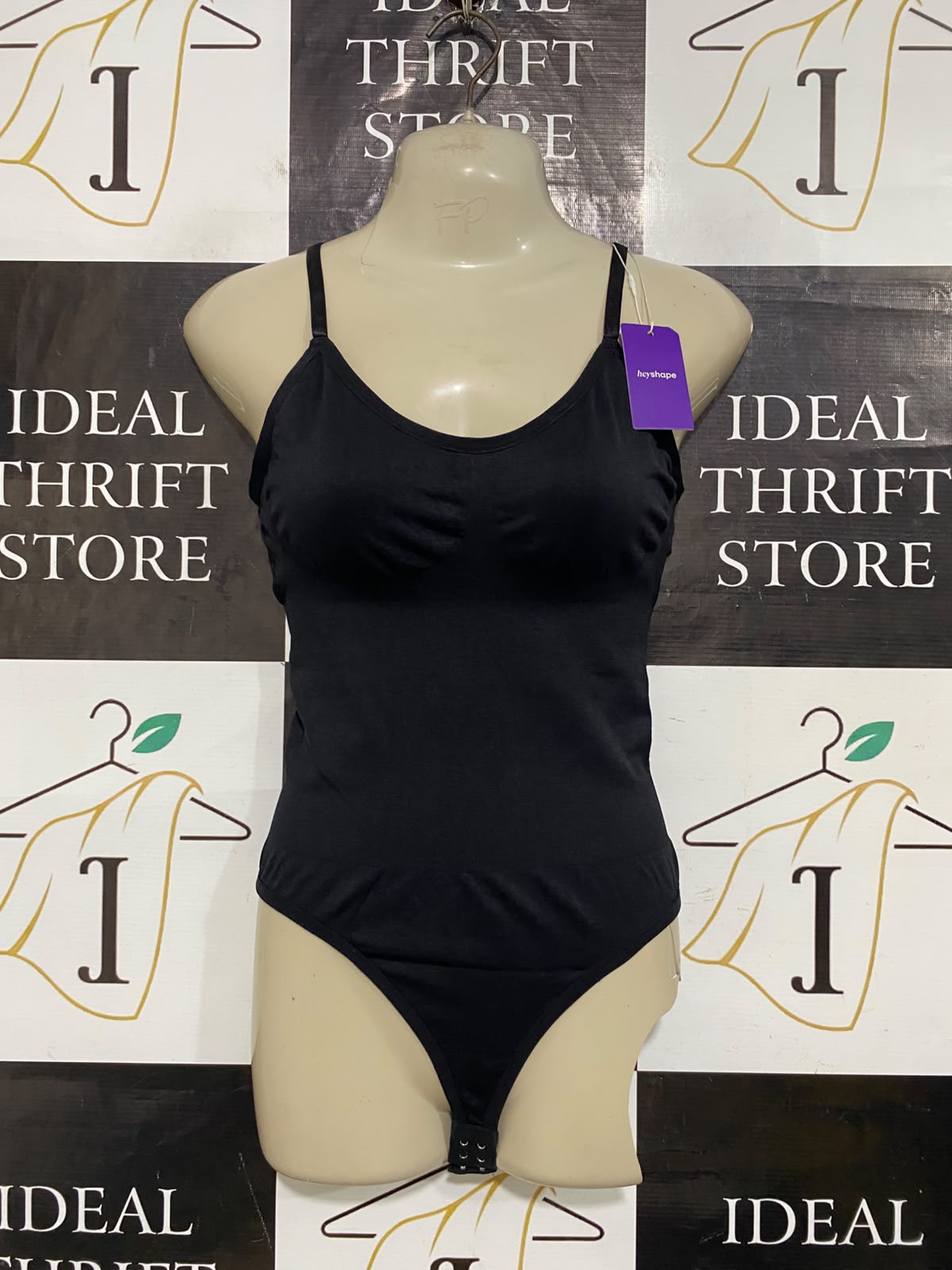 HEY SHAPE |L| BUST 15| A61| BLACK SCOOP-NECK SHAPEWEAR TECHNICAL UTILITY BODYSUIT
