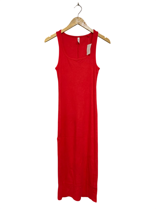& ME |S| BUST 14| A62| RED RIBBED TANK-STYLE  MIDI DRESS