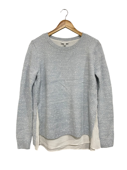 WITCHERY |M| BUST 20| A62| GREY SPECKLED LAYERING-HEM TECHNICAL UTILITY KNIT SWEATER