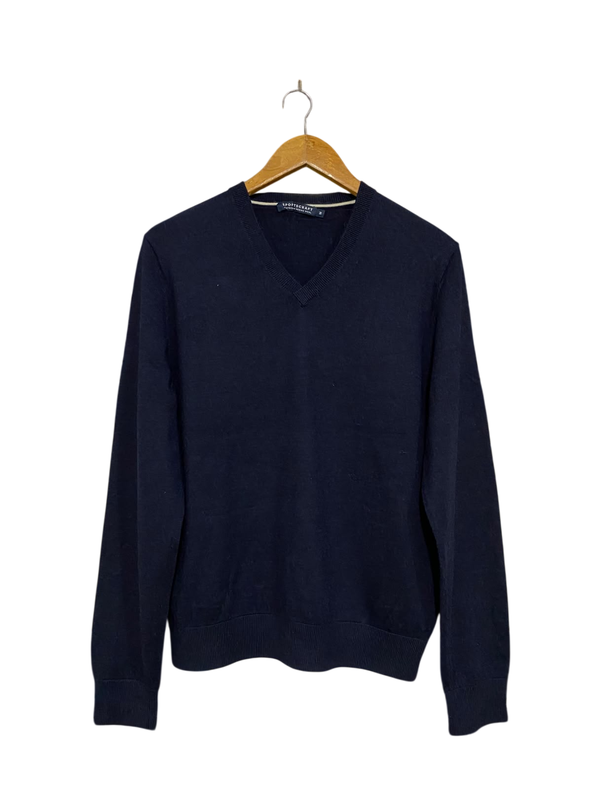 SPORTS CRAFT |M| BUST 20| A62| NAVY V-NECK TECHNICAL UTILITY KNIT SWEATER