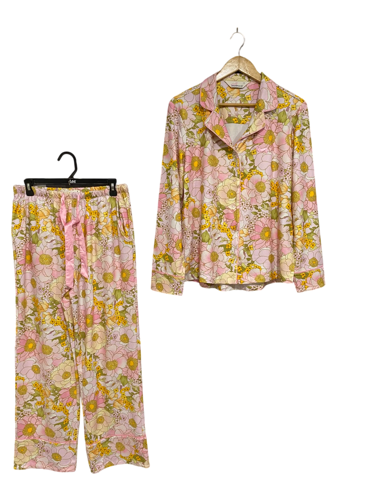 PETERALEXANDER |S| A62| PINK FLORAL PRINT TECHNICAL UTILITY PAJAMA SET