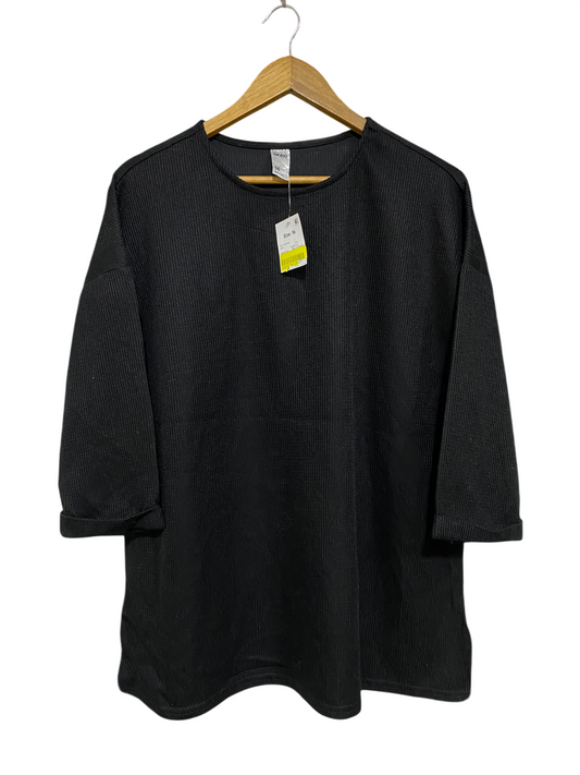 ANKO |L| BUST 23| A62| BLACK WAFFLE-TEXTURE  OVERSIZED TOP