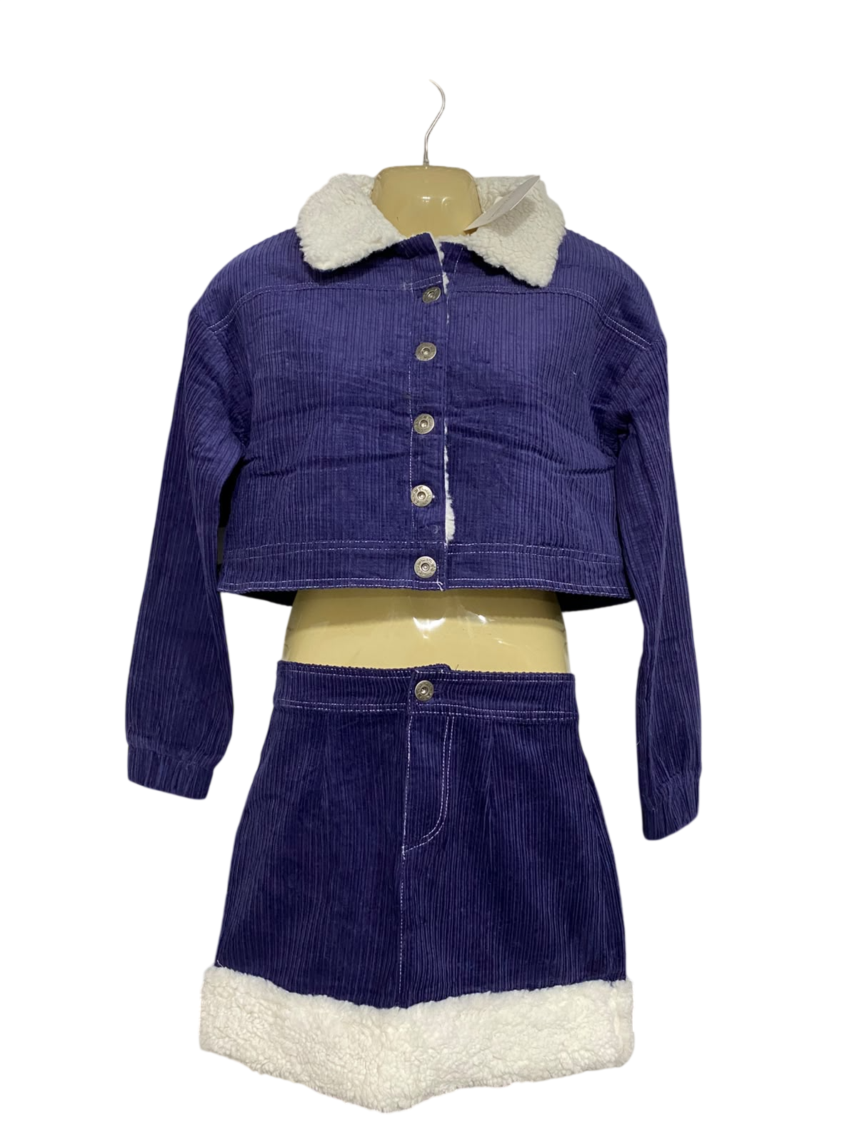 FRUNWAY |S| A62| PURPLE CORDUROY SHERPA-TRIM TECHNICAL UTILITY TWO-PIECE SET