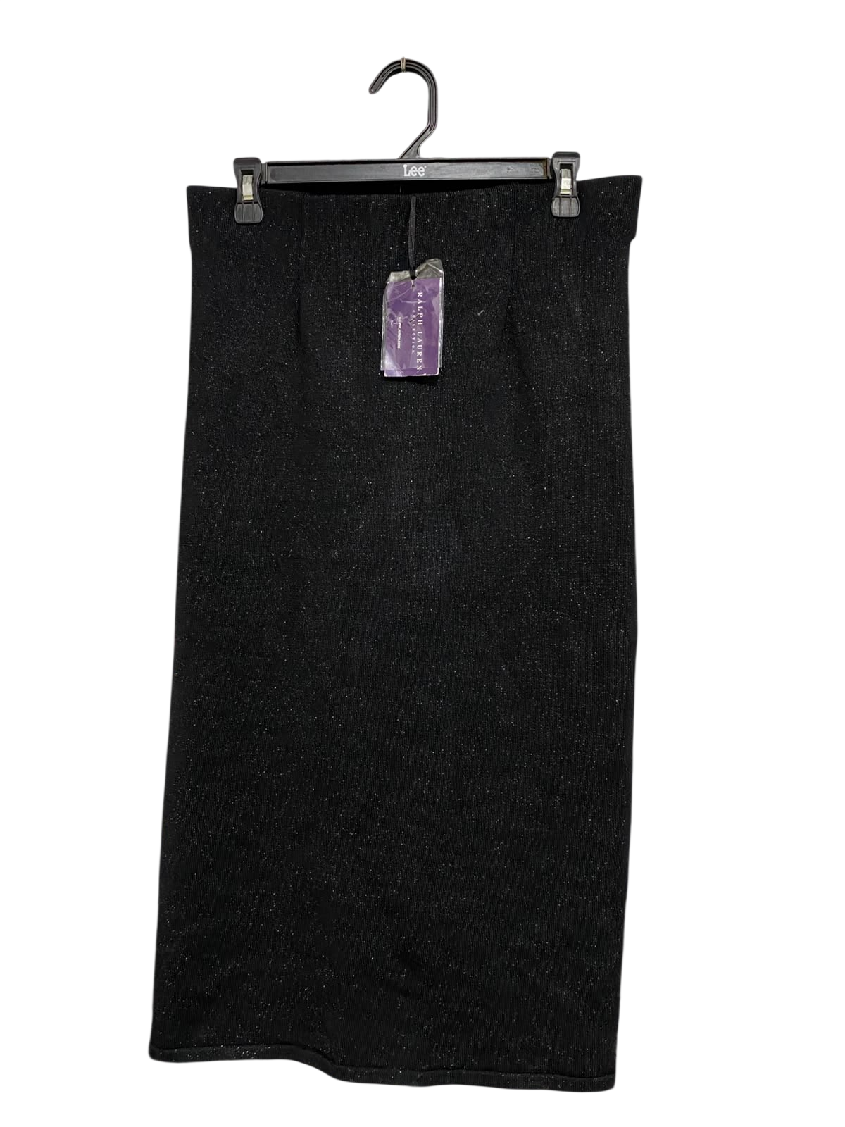 RALPH LAUREN |L| WAIST 32| A62| BLACK METALLIC KNIT TECHNICAL UTILITY MIDI SKIRT
