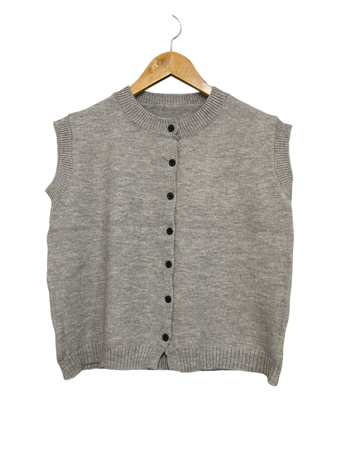|L| BUST 19| A62| GREY BUTTON-UP KNIT TECHNICAL UTILITY VEST