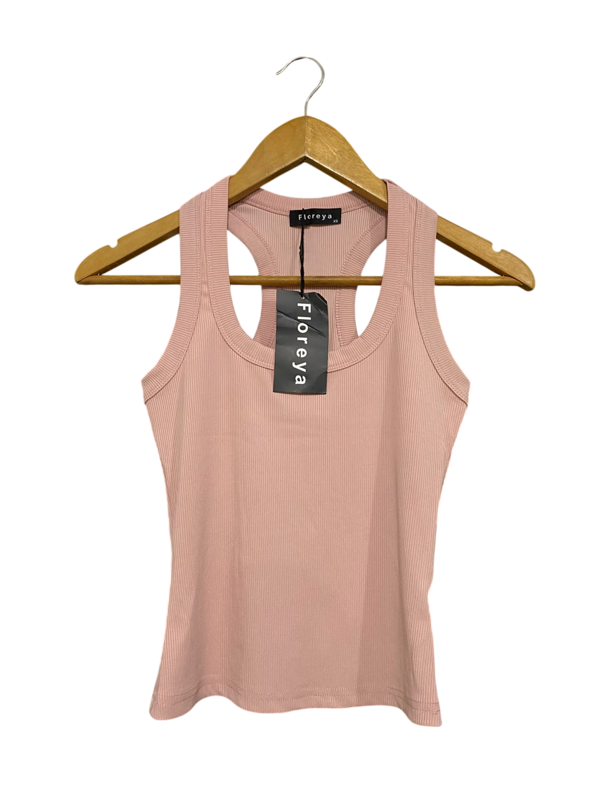 FLOREYA |XS| BUST 13| A62| DUSTY PINK RIBBED RACERBACK TECHNICAL UTILITY TANK TOP