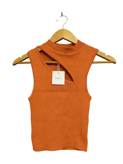 SUPRE |S| BUST 11| A62| ORANGE ASYMMETRIC CUTOUT TECHNICAL UTILITY TANK TOP