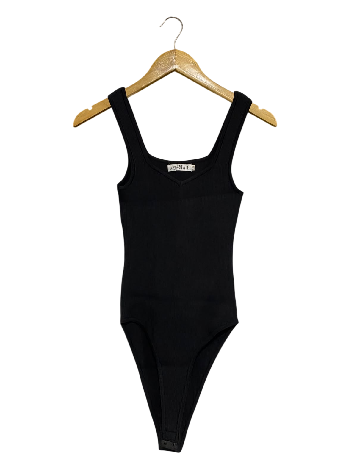 STYLE STATE |S/M| BUST 12| A62| BLACK RIBBED SCOOP-NECK TECHNICAL UTILITY BODYSUIT