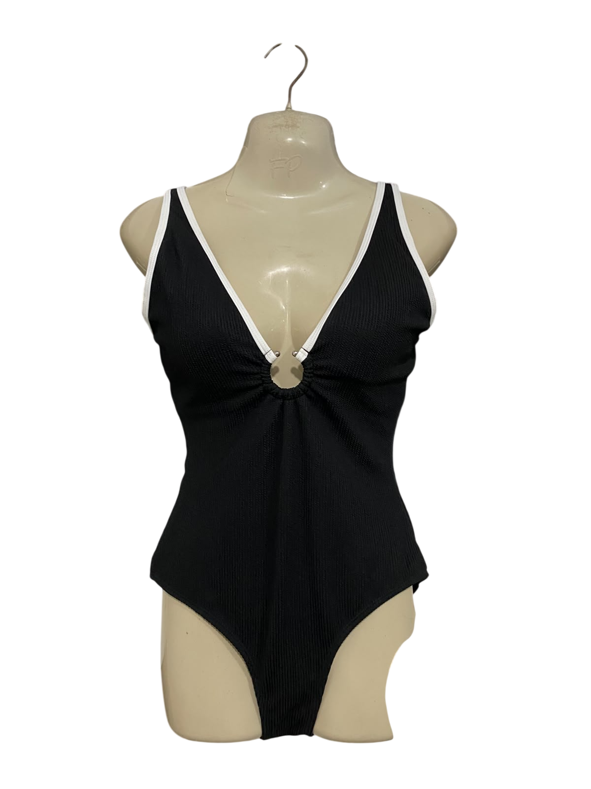 ED IT ED |S| BUST 15| A62| BLACK AND WHITE O-RING TECHNICAL UTILITY ONE-PIECE SWIMSUIT