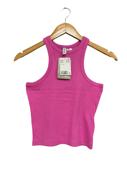 H&M |XS| BUST 13| A62| PINK RIBBED RACERBACK TECHNICAL UTILITY TANK TOP