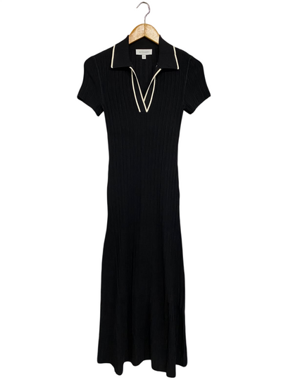 WITCHERY |XXS| BUST 12| A63| BLACK CONTRAST-TRIM POLO TECHNICAL UTILITY MIDI DRESS