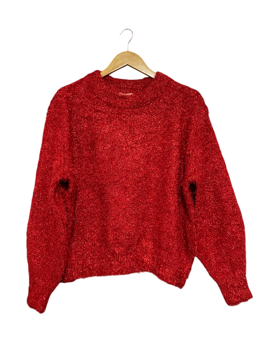 H&M |S| BUST 24| A63| RED METALLIC SPARKLE-KNIT TECHNICAL UTILITY SWEATER