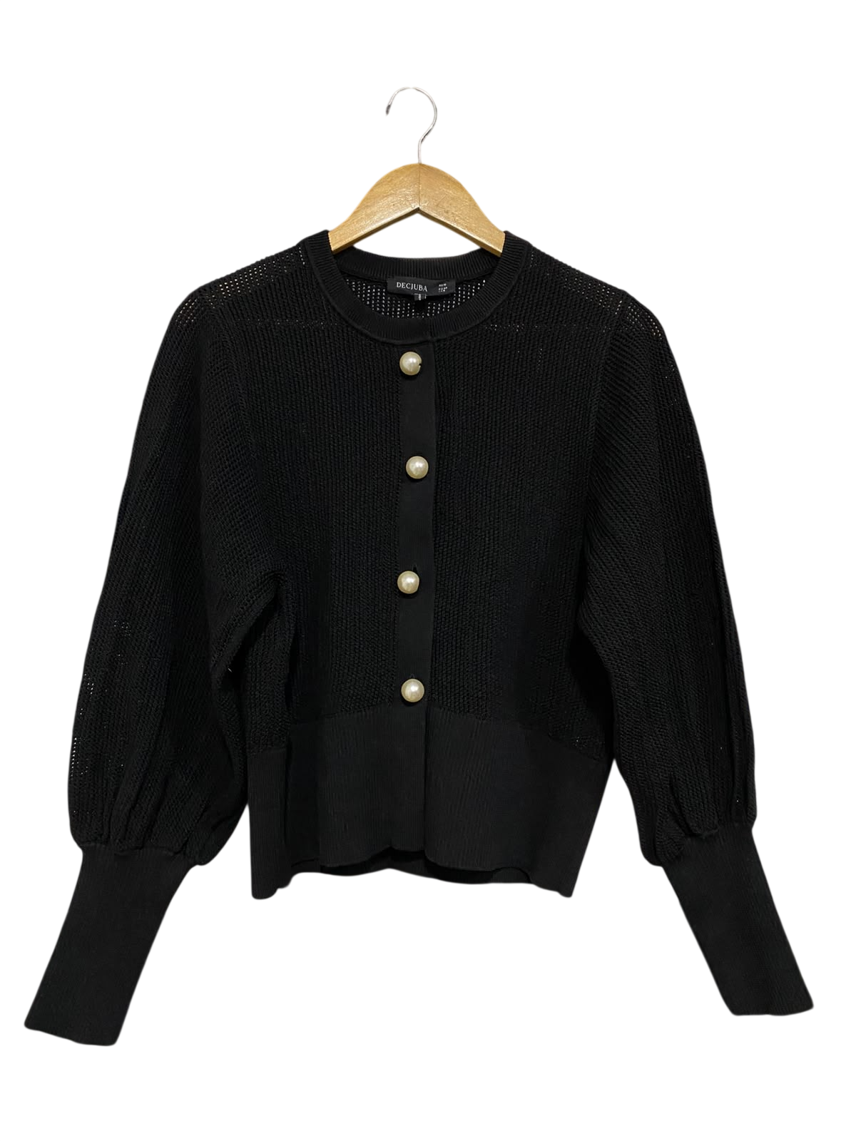 DECJUBA |M| BUST 19| A63| BLACK PEARL-BUTTON KNIT TECHNICAL UTILITY CARDIGAN
