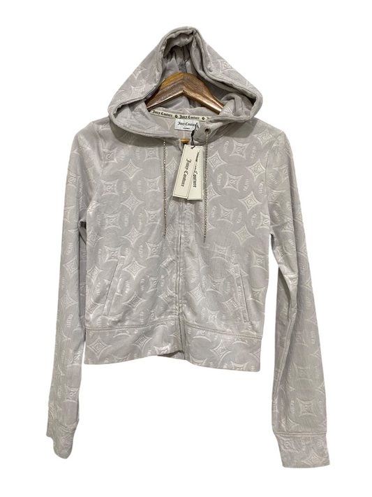 JUICY COUTURE |M| BUST 17| A63| GREY EMBOSSED LOGO ZIP-UP TECHNICAL UTILITY HOODIE