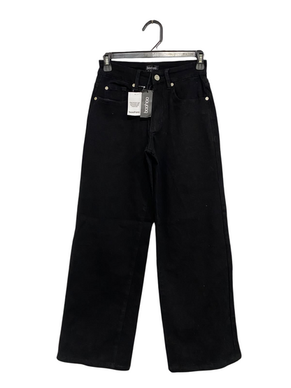 BOOHOO |XS| WAIST 24| A63| BLACK WIDE-LEG DENIM TECHNICAL UTILITY JEANS