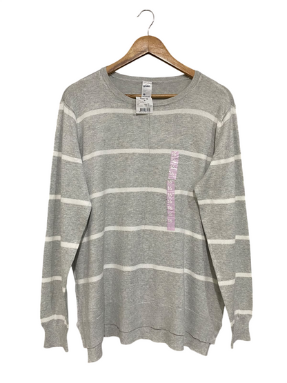 ANKO |L| BUST 23| A63| GREY AND WHITE STRIPED KNIT TECHNICAL UTILITY SWEATER