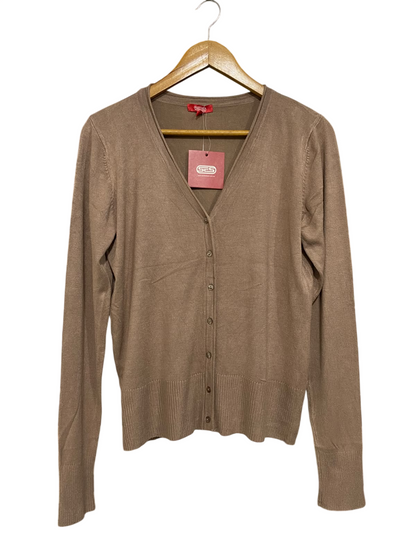 SES |M| BUST 19| A63| BROWN V-NECK BUTTON-UP TECHNICAL UTILITY CARDIGAN