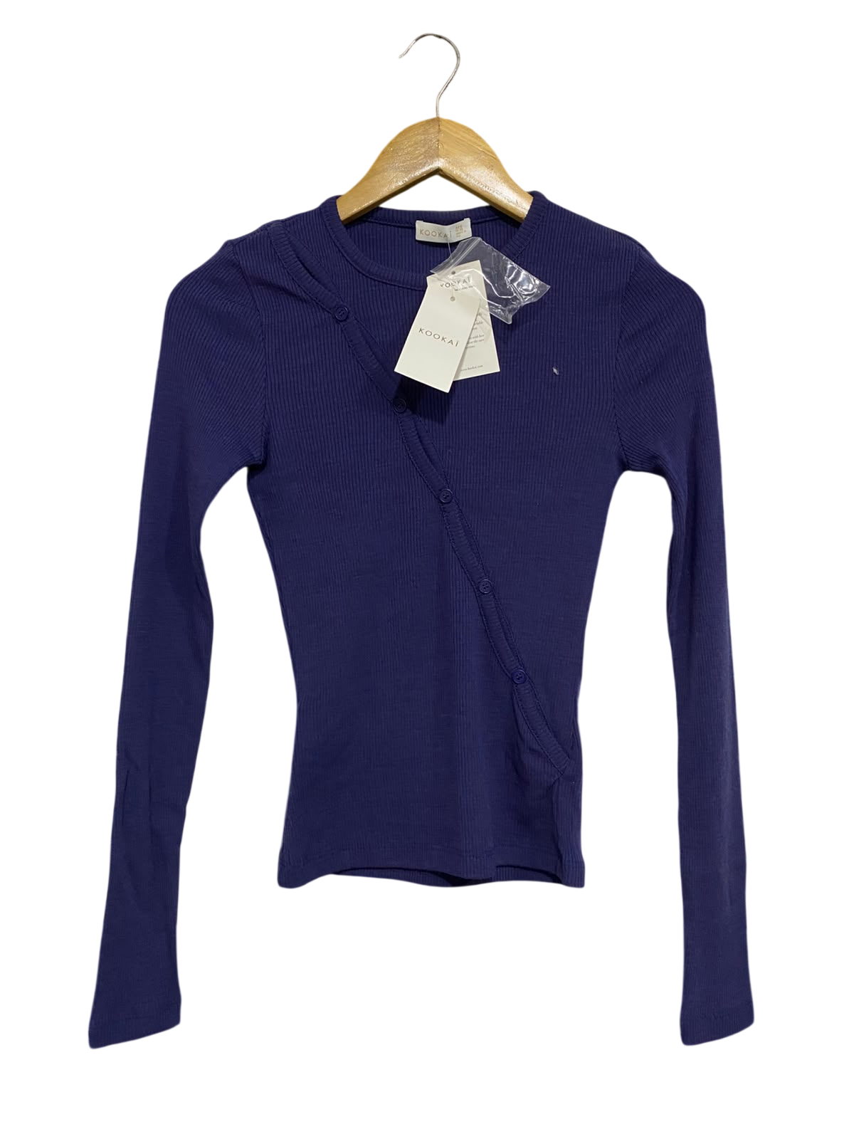 KOOKAI |S| BUST 14| A63| PURPLE ASYMMETRIC BUTTON-DOWN RIBBED TECHNICAL UTILITY TOP