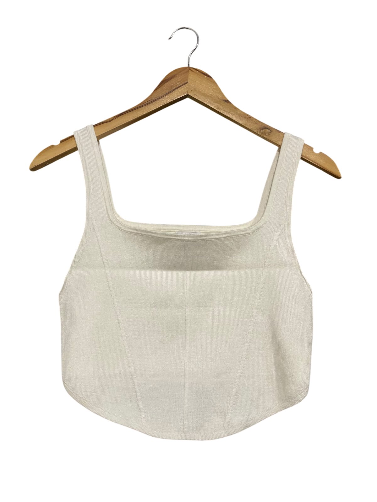 COTTON ON |L| BUST 14| A63| OFF-WHITE SQUARE-NECK CORSET-STYLE TECHNICAL UTILITY CROPPED TOP