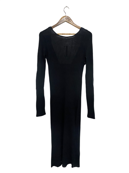 KSUBI |S| BUST 15| A63| BLACK RIBBED KNIT LONG-SLEEVE TECHNICAL UTILITY MIDI DRESS