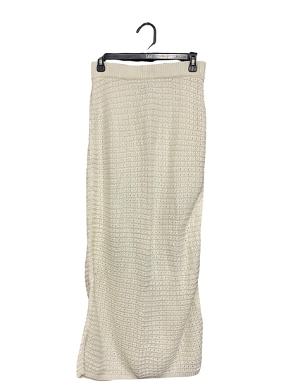 RHYTHM |M| WAIST 28| A63| OFF-WHITE TEXTURED KNIT TECHNICAL UTILITY MIDI SKIRT