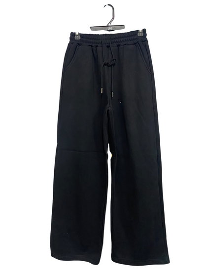 ANAOBAI AMEICOM |S| WAIST 26| A63| BLACK FLEECE DRAWSTRING WIDE-LEG TECHNICAL UTILITY SWEATPANTS