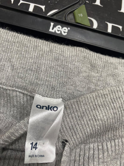ANKO |XL| WAIST 34| A63| GREY RIBBED KNIT DRAWSTRING WIDE-LEG TECHNICAL UTILITY PANTS