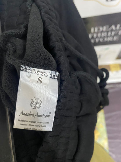 ANAOBAI AMEICOM |S| WAIST 26| A63| BLACK FLEECE DRAWSTRING WIDE-LEG TECHNICAL UTILITY SWEATPANTS
