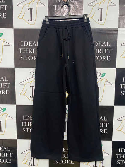 ANAOBAI AMEICOM |S| WAIST 26| A63| BLACK FLEECE DRAWSTRING WIDE-LEG TECHNICAL UTILITY SWEATPANTS