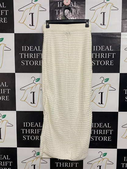 RHYTHM |M| WAIST 28| A63| OFF-WHITE TEXTURED KNIT TECHNICAL UTILITY MIDI SKIRT
