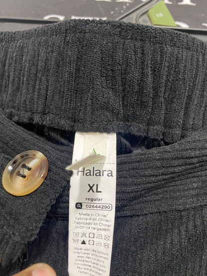 HALARA |XL| WAIST 34| A63| BLACK CORDUROY PLEATED TECHNICAL UTILITY PANTS