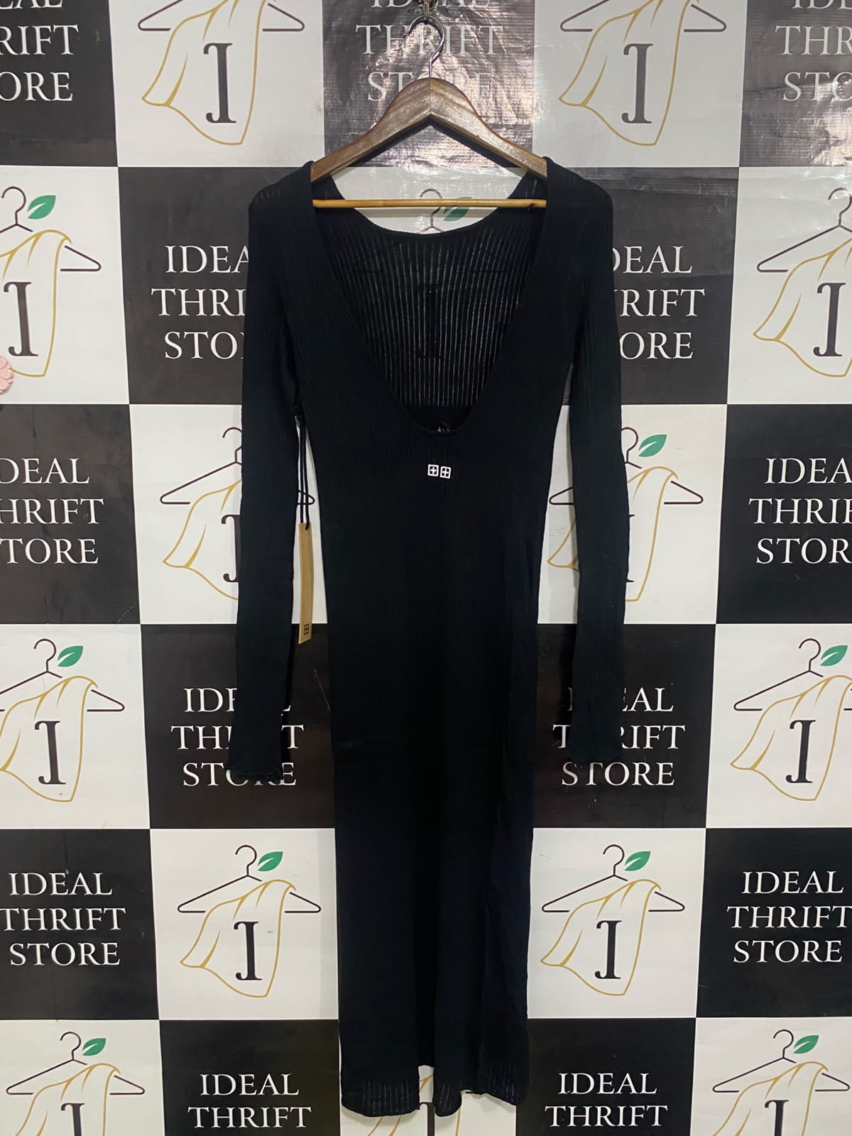KSUBI |S| BUST 15| A63| BLACK RIBBED KNIT LONG-SLEEVE TECHNICAL UTILITY MIDI DRESS