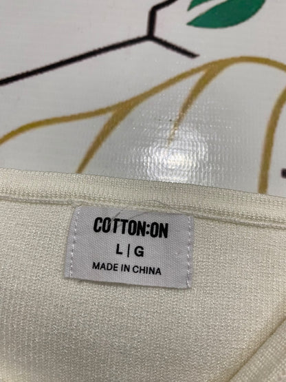 COTTON ON |L| BUST 14| A63| OFF-WHITE SQUARE-NECK CORSET-STYLE TECHNICAL UTILITY CROPPED TOP