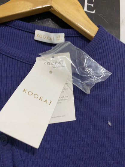 KOOKAI |S| BUST 14| A63| PURPLE ASYMMETRIC BUTTON-DOWN RIBBED TECHNICAL UTILITY TOP