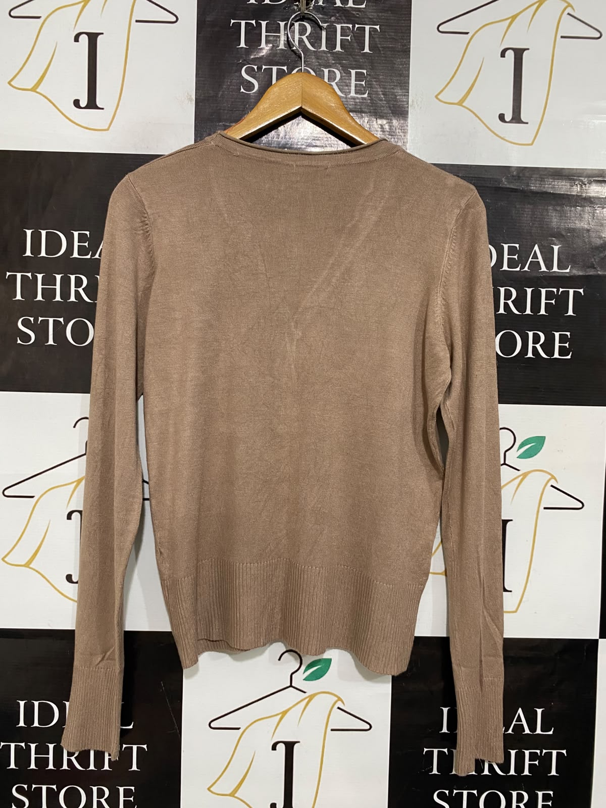 SES |M| BUST 19| A63| BROWN V-NECK BUTTON-UP TECHNICAL UTILITY CARDIGAN