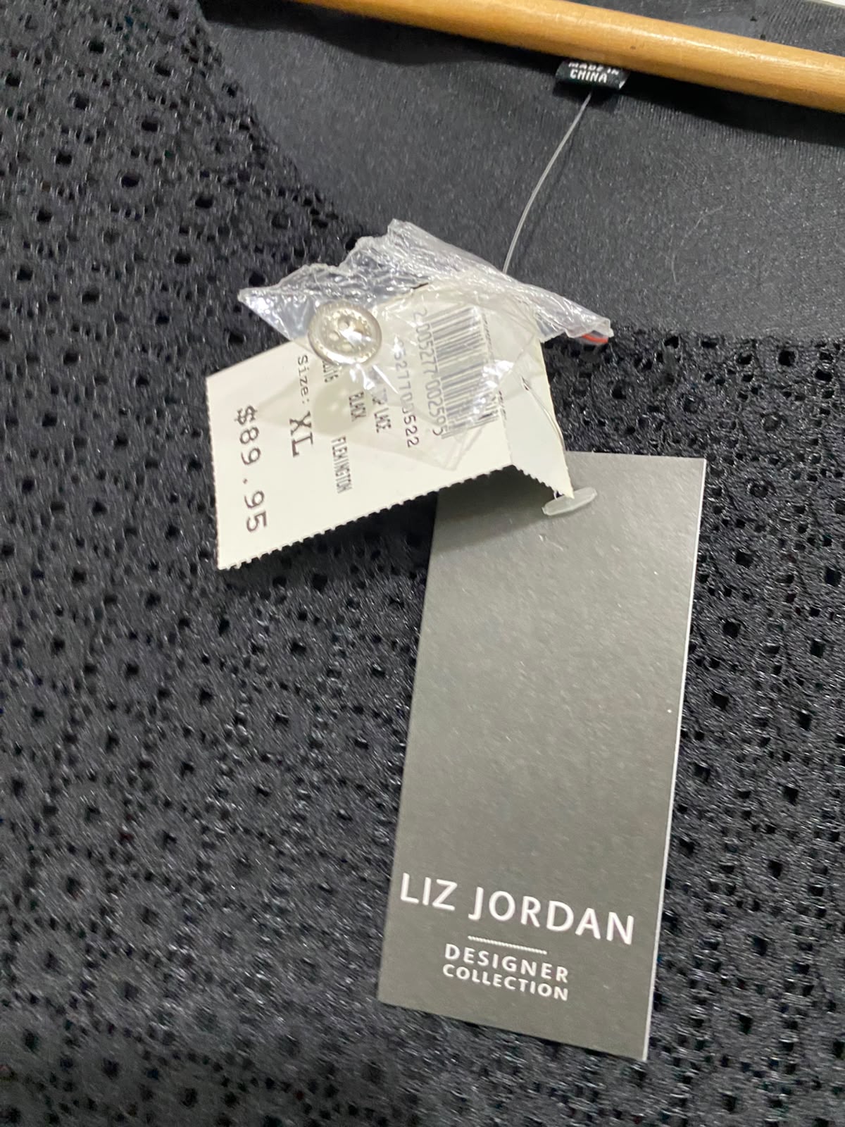 LIZ JORDAN |XL| BUST 22| A63| BLACK EYELET LACE-UP DETAIL TECHNICAL UTILITY TOP