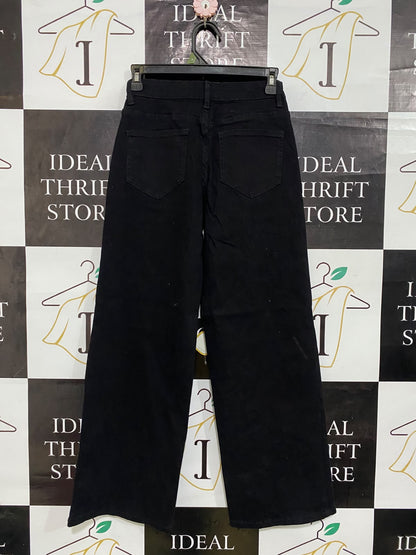 BOOHOO |XS| WAIST 24| A63| BLACK WIDE-LEG DENIM TECHNICAL UTILITY JEANS