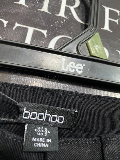 BOOHOO |XS| WAIST 24| A63| BLACK WIDE-LEG DENIM TECHNICAL UTILITY JEANS