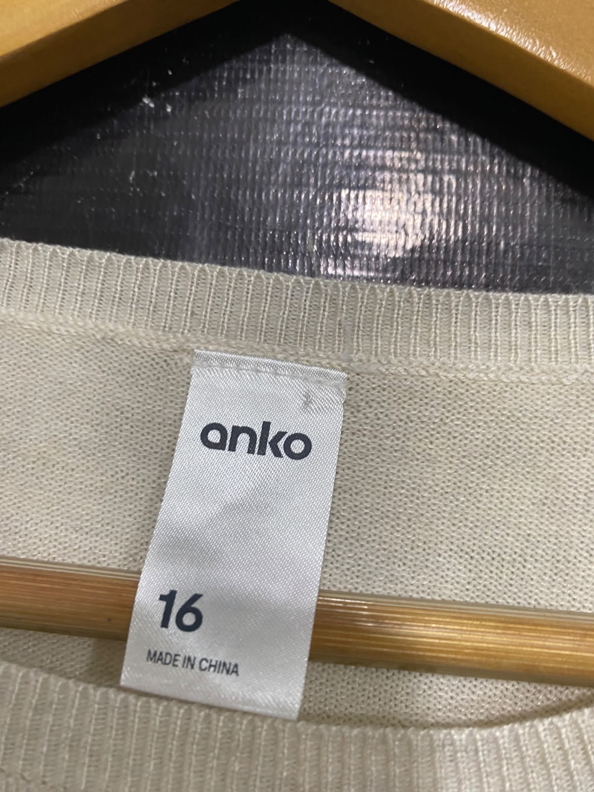 ANKO |L| BUST 22| A63| BEIGE AND WHITE STRIPED KNIT TECHNICAL UTILITY SWEATER