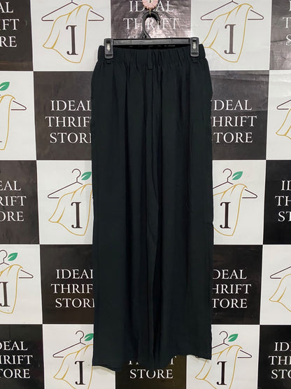 HALARA |S| WAIST 26| A63| BLACK PLEATED WIDE-LEG TECHNICAL UTILITY TROUSERS