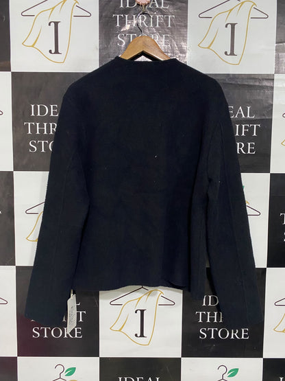 REKAYYAI |M| BUST 22| A63| BLACK DOUBLE-BREASTED BUTTON-UP TECHNICAL UTILITY JACKET